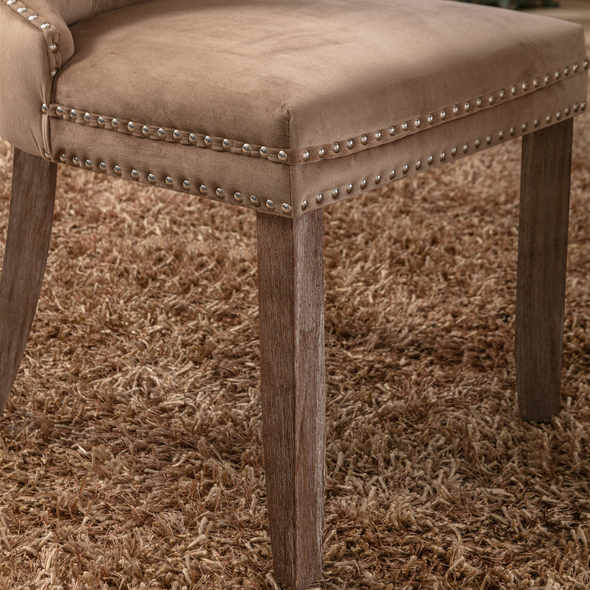 Nikki Collection Modern Tufted Velvet Upholstered Dining Chair - 2 Pieces, Khaki