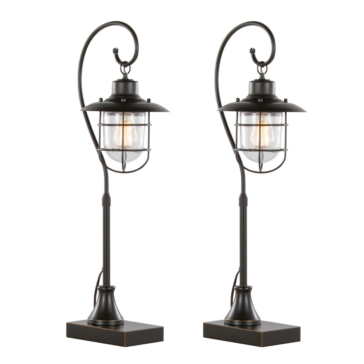 Landen 33" Contemporary Metal Task Lamp in Oil Rubbed Bronze - Set of 2