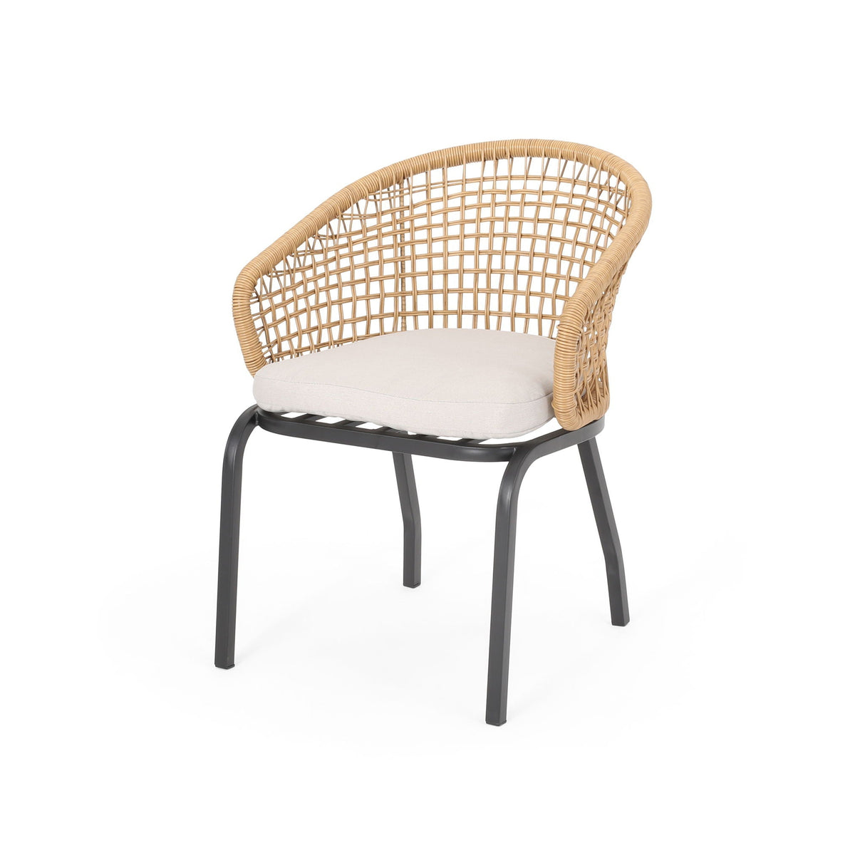 Outdoor Wicker Chair With Powder Coated Iron Legs