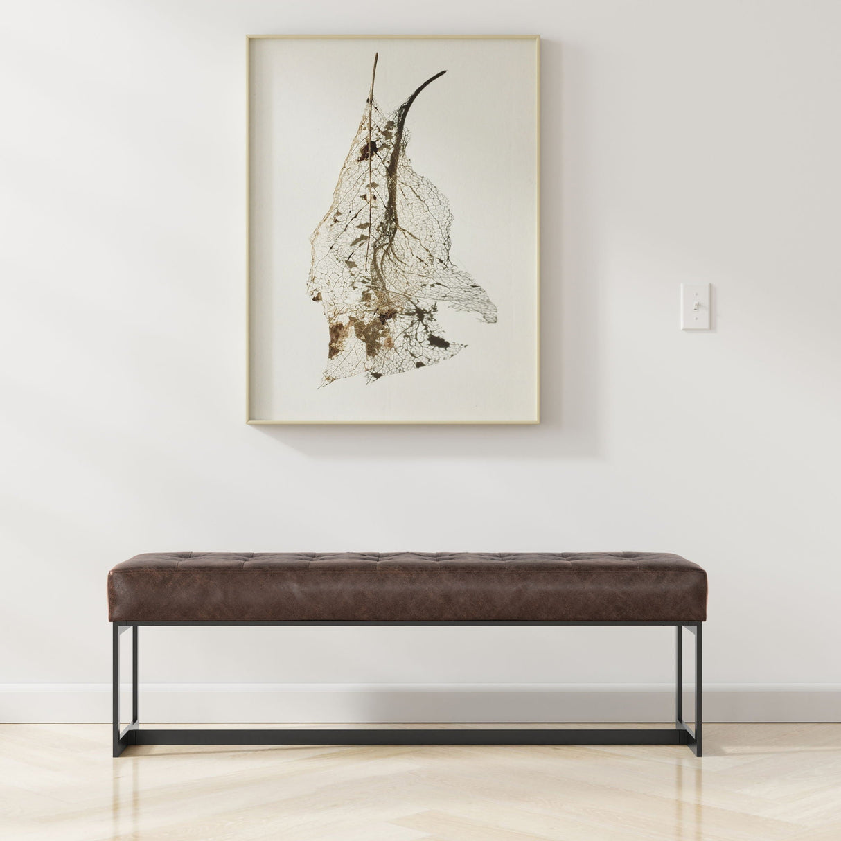 Penelope - Ottoman Bench With Genuine Leather Upholstery - Brown