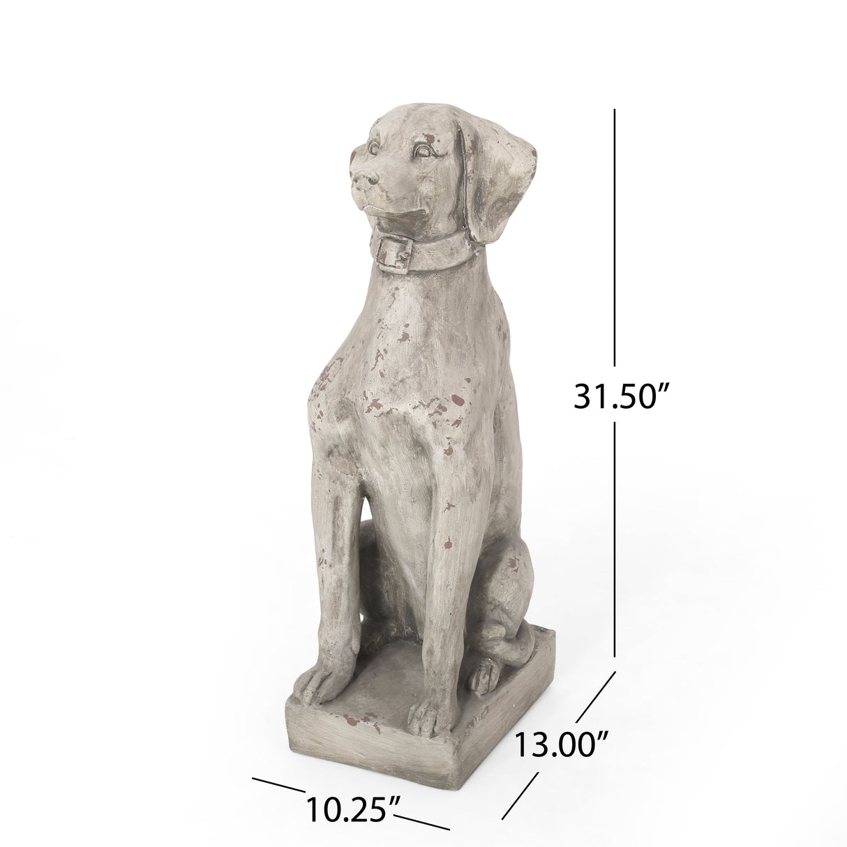 MGO Outdoor Dog Statue, Antique White