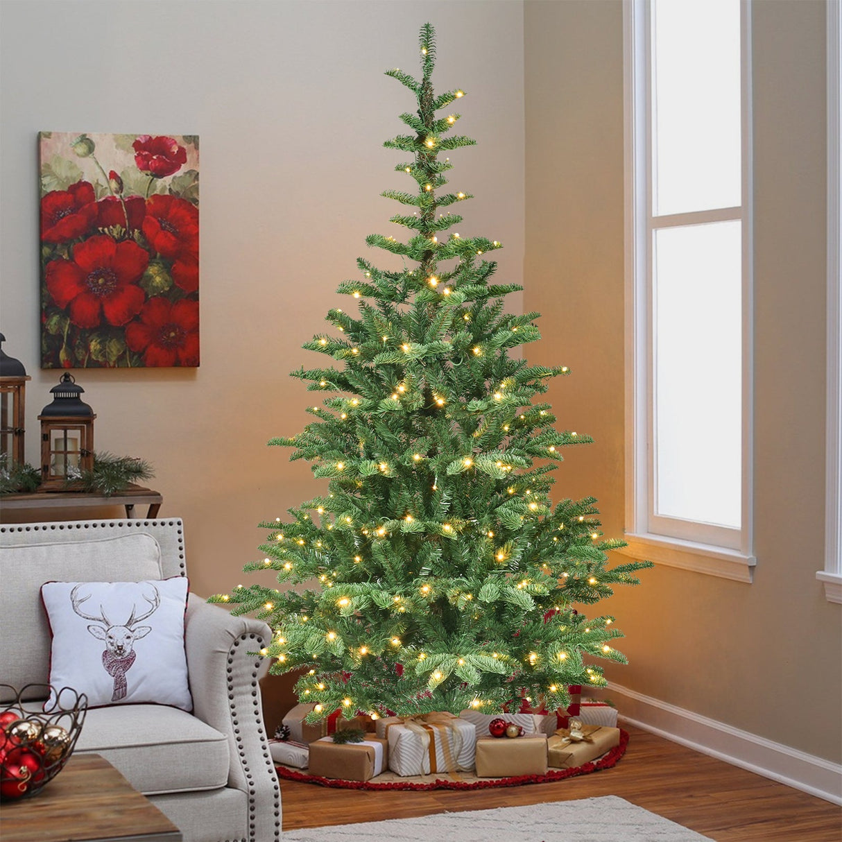 6ft Pre-Lit Christmas Tree with 300 Warm White Lights