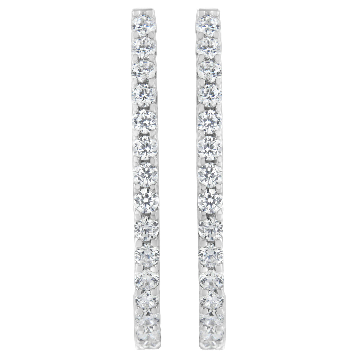 14K White Gold 2.0 Cttw Round Brilliant Cut Diamond Oblong Hinged Leverback Hoop Earrings (I-J Color, I1-I2 Clarity)