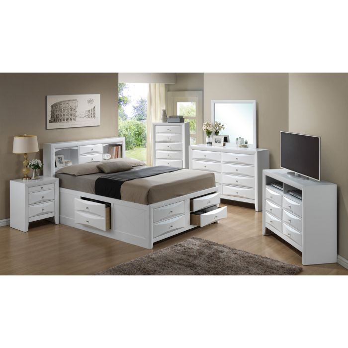Modern Design Storage Bed With Bookcase Headboard