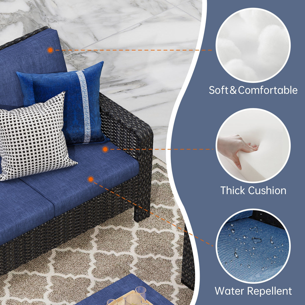 TL Two Swivel Chairs and Side Table Patio Set