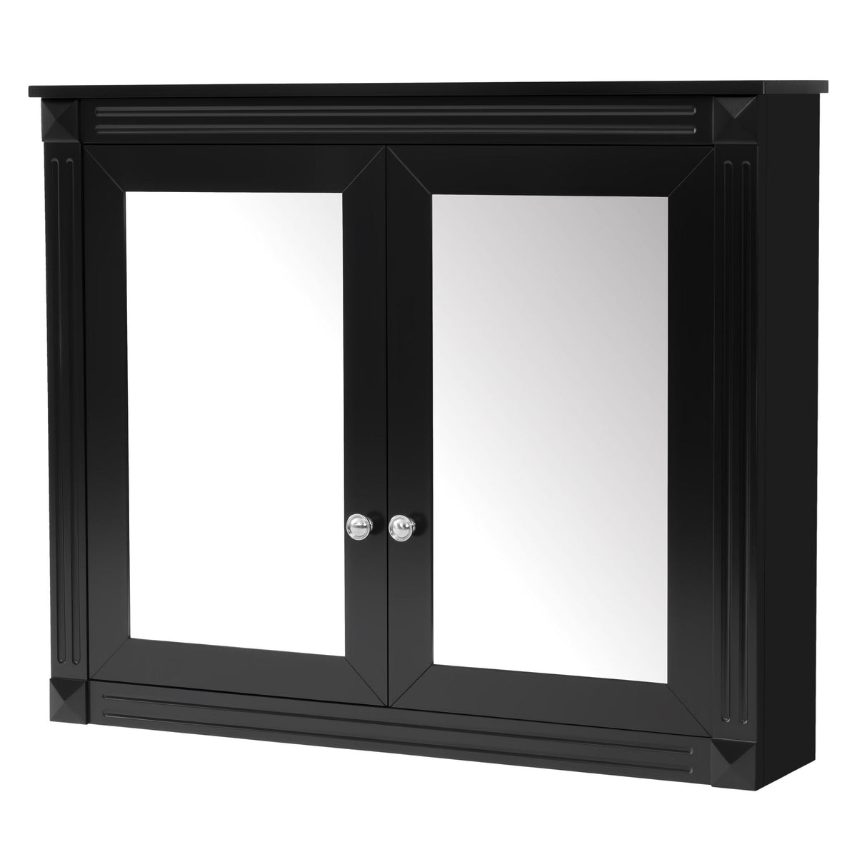 Wall-Mounted Medicine Cabinet with Dual Mirrors and Adjustable Shelves - Black or White
