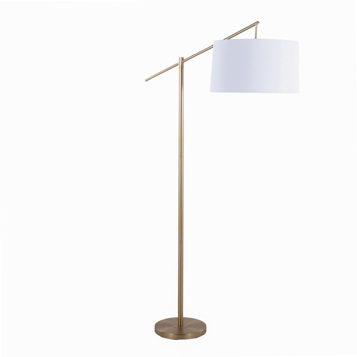 Casper 69' Contemporary Metal Floor Lamp in Gold Metal with Off-White Linen Shade