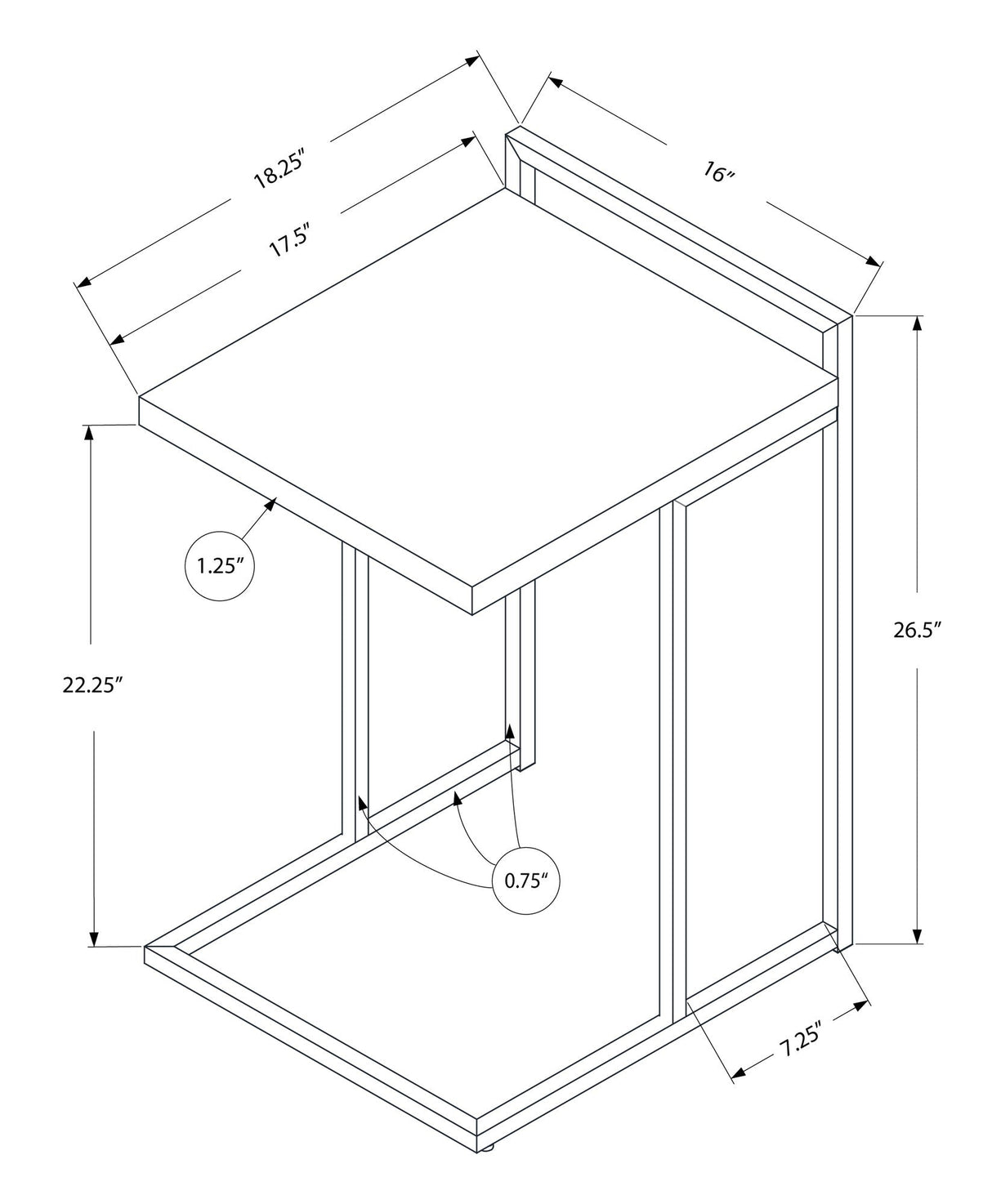 Accent Table, C-Shaped, Contemporary & Modern