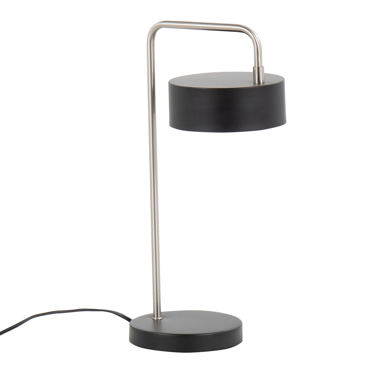 Puck Contemporary Table Lamp in Nickel and Black Metal