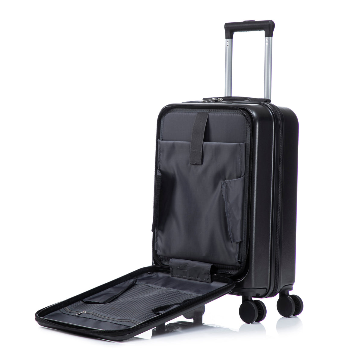 ABS Spinner Wheel Luggage Set with Cosmetic Case - Black