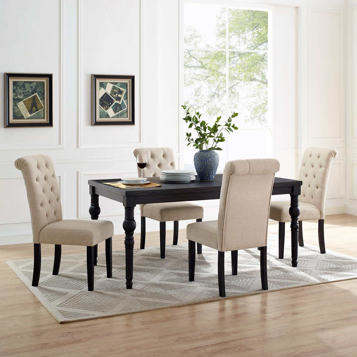 Levi Driftwood-Finished Solid Wood Dining Set