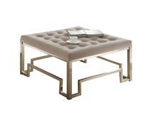 Damien Beige Fabric & Champagne Finish Cocktail Ottoman