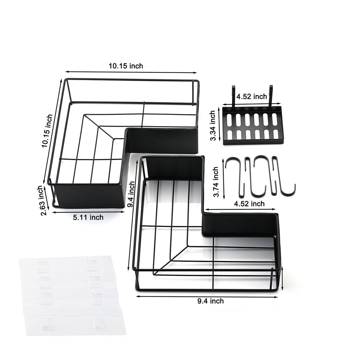 2-Pack Drill-Free Adhesive Corner Shower Caddy Organizer