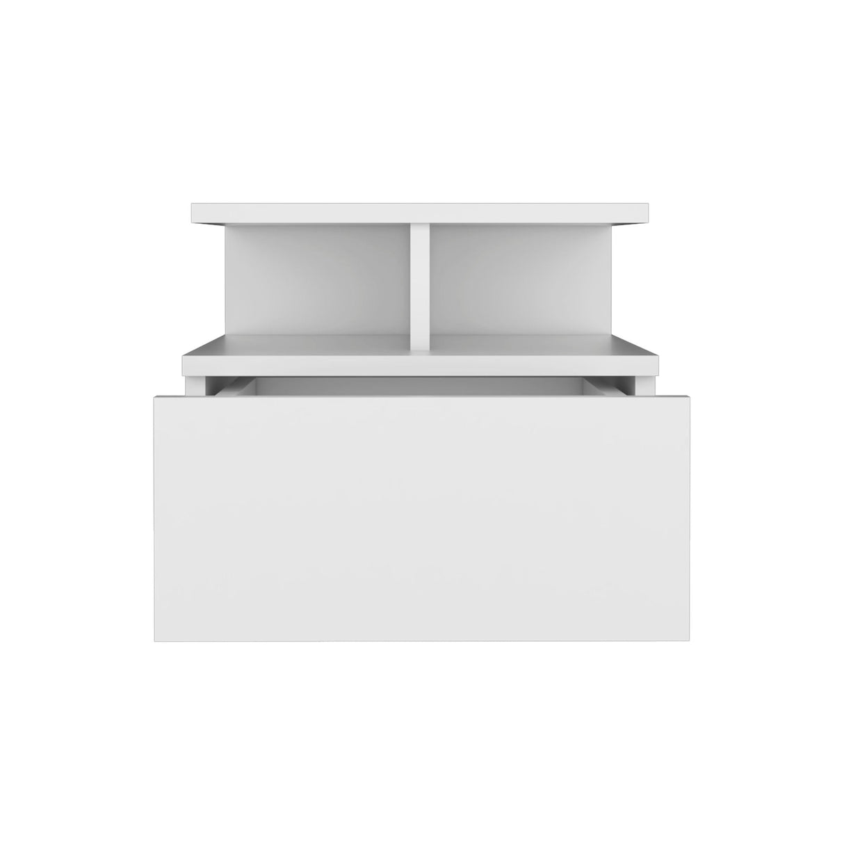 Floating Nightstand Wall Mounted With Single Drawer And 2 Tier Shelf - White