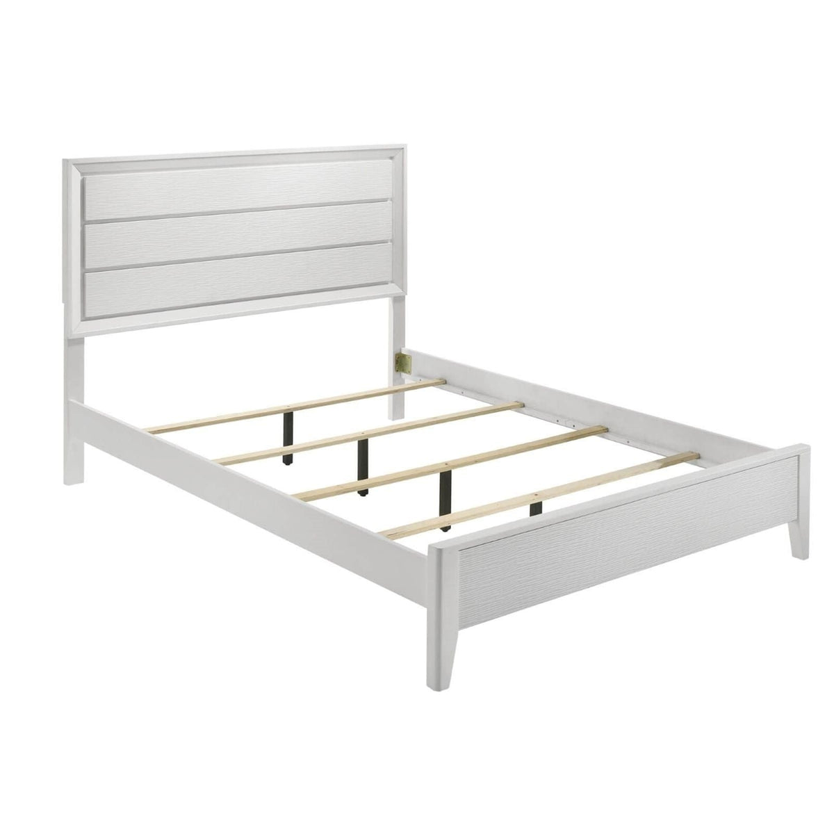 Modern Bed Frame With Wave Texture Headboard And Angled Legs