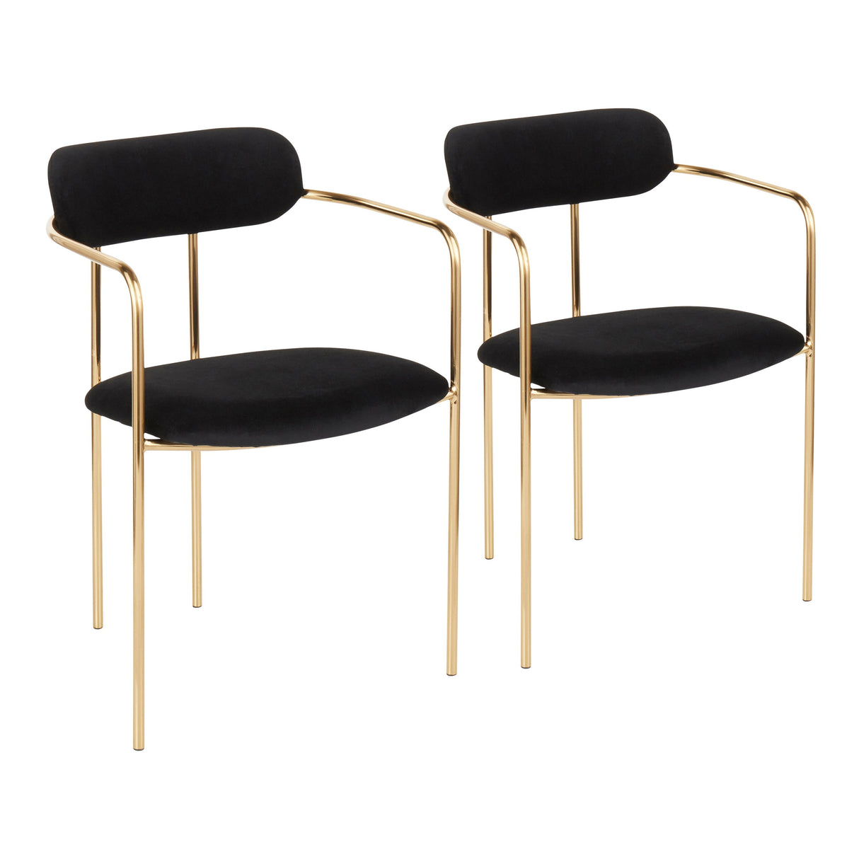 Demi Contemporary Chair in Gold Metal - Set of 2
