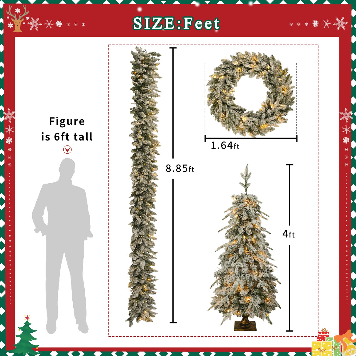 Pre-Lit Christmas Artificial Tree 4-Piece Set