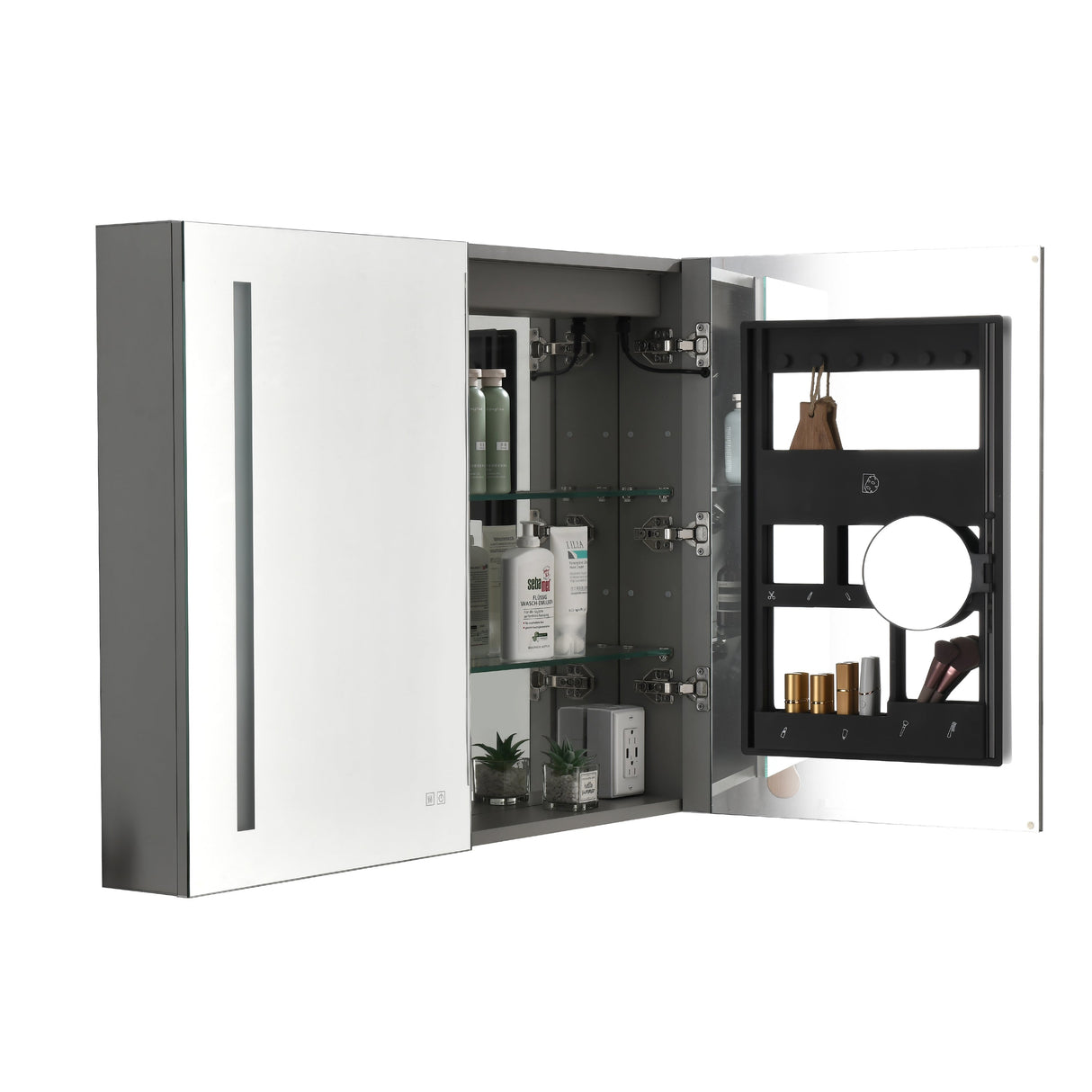 LED Large Rectangular Aluminum Alloy Surface Mount Medicine Cabinet