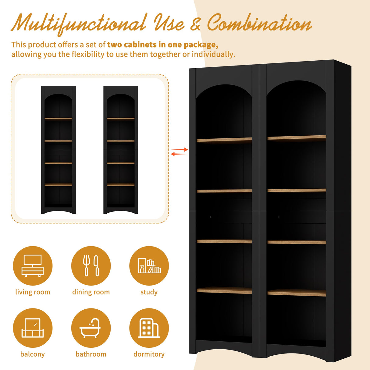 On-Trend Free Standing 5 Tier Bookshelves, Bookcases Set of 2