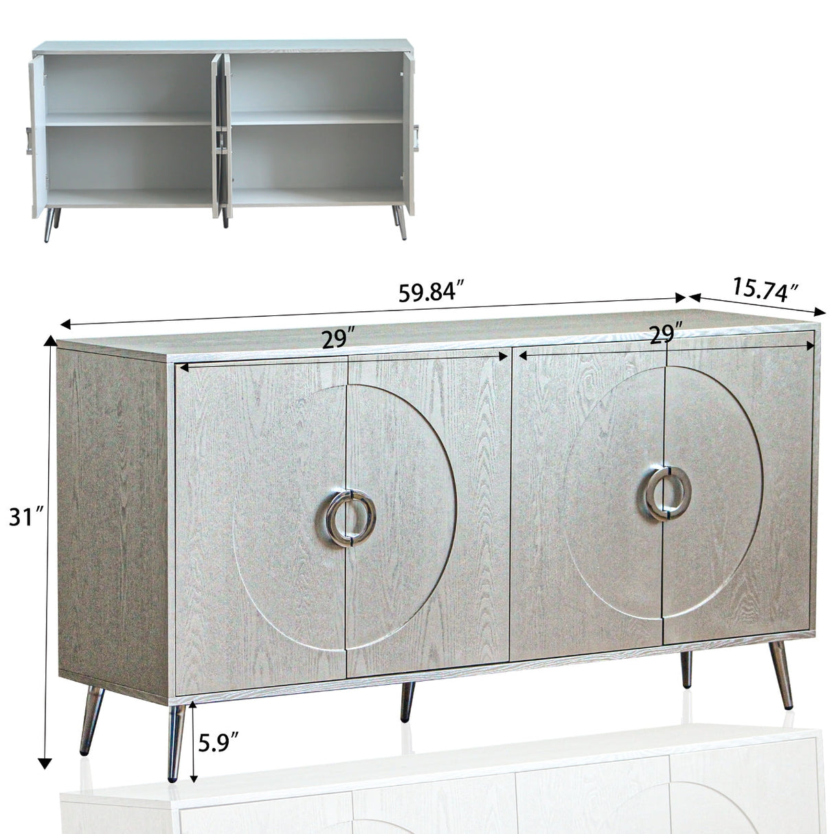 Modern Lacquered 4 Door Wooden Cabinet