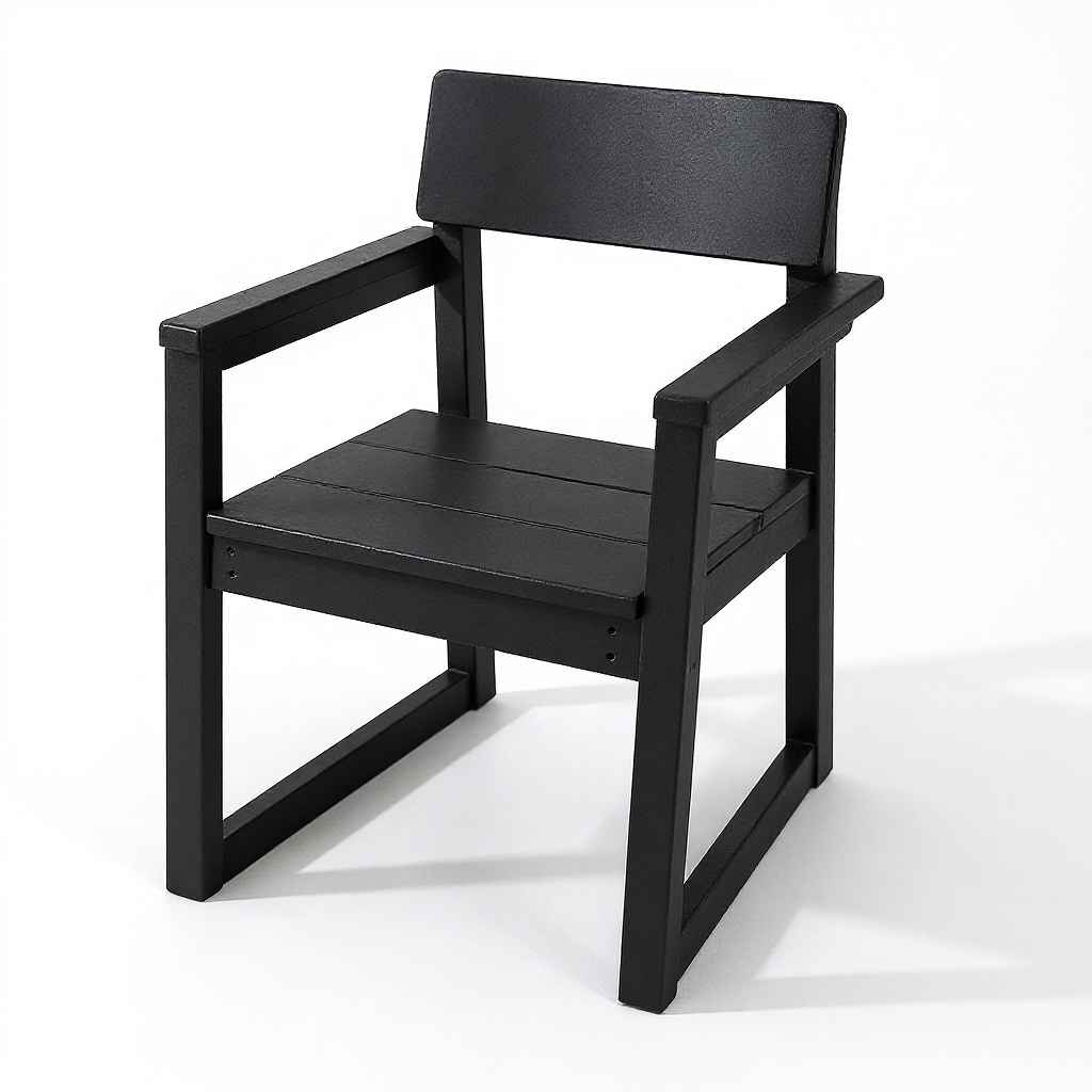 7-Piece HDPE Outdoor Dining Set for 6 – Weather-Resistant Patio Table with Umbrella Hole and 6 Armrest Chairs (Black)