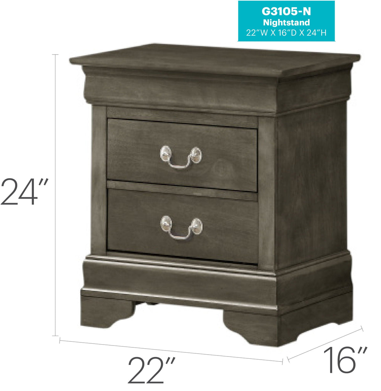 Louis Phillipe - Nightstand - Wood