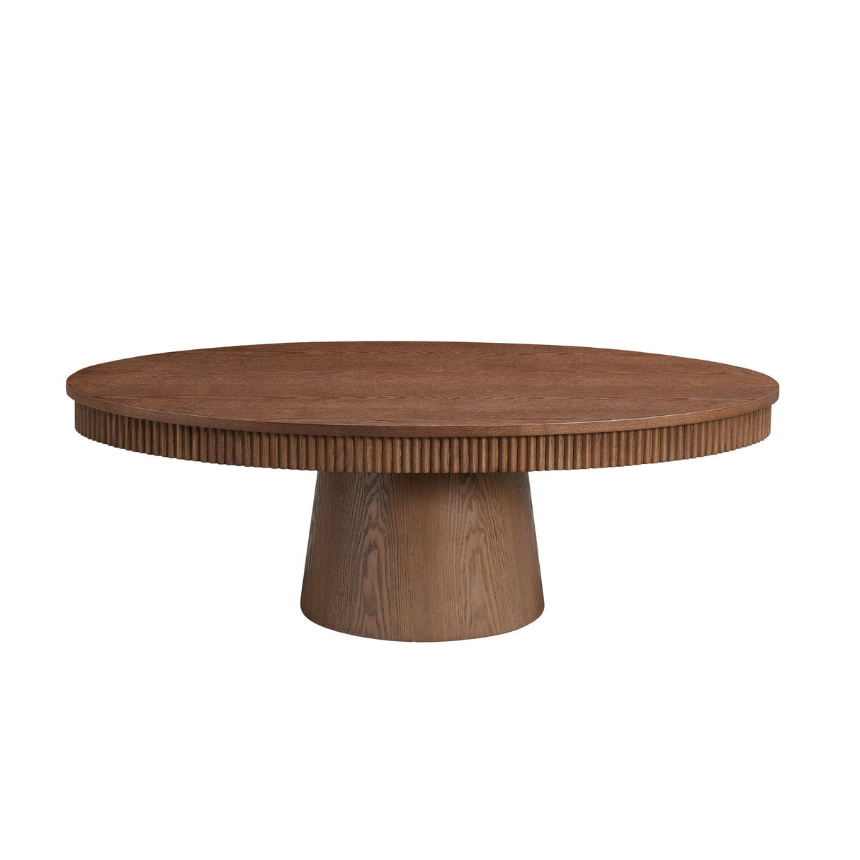 Modern Design Oval Handcraft Drum Coffee Table Length 47.24 inch Walnut Color