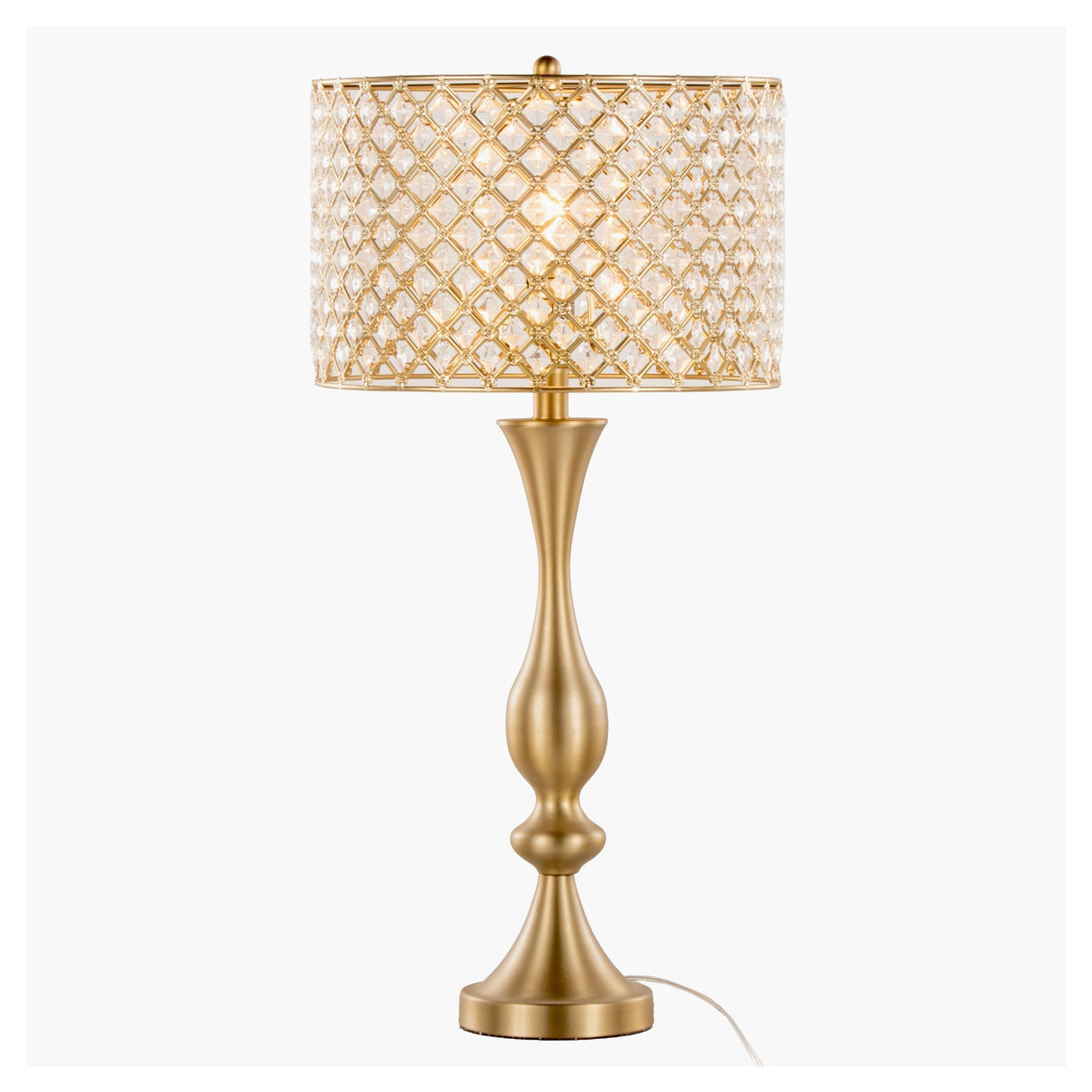 Topaz Crystal Cascade Table Lamp with Gold-Plated Base