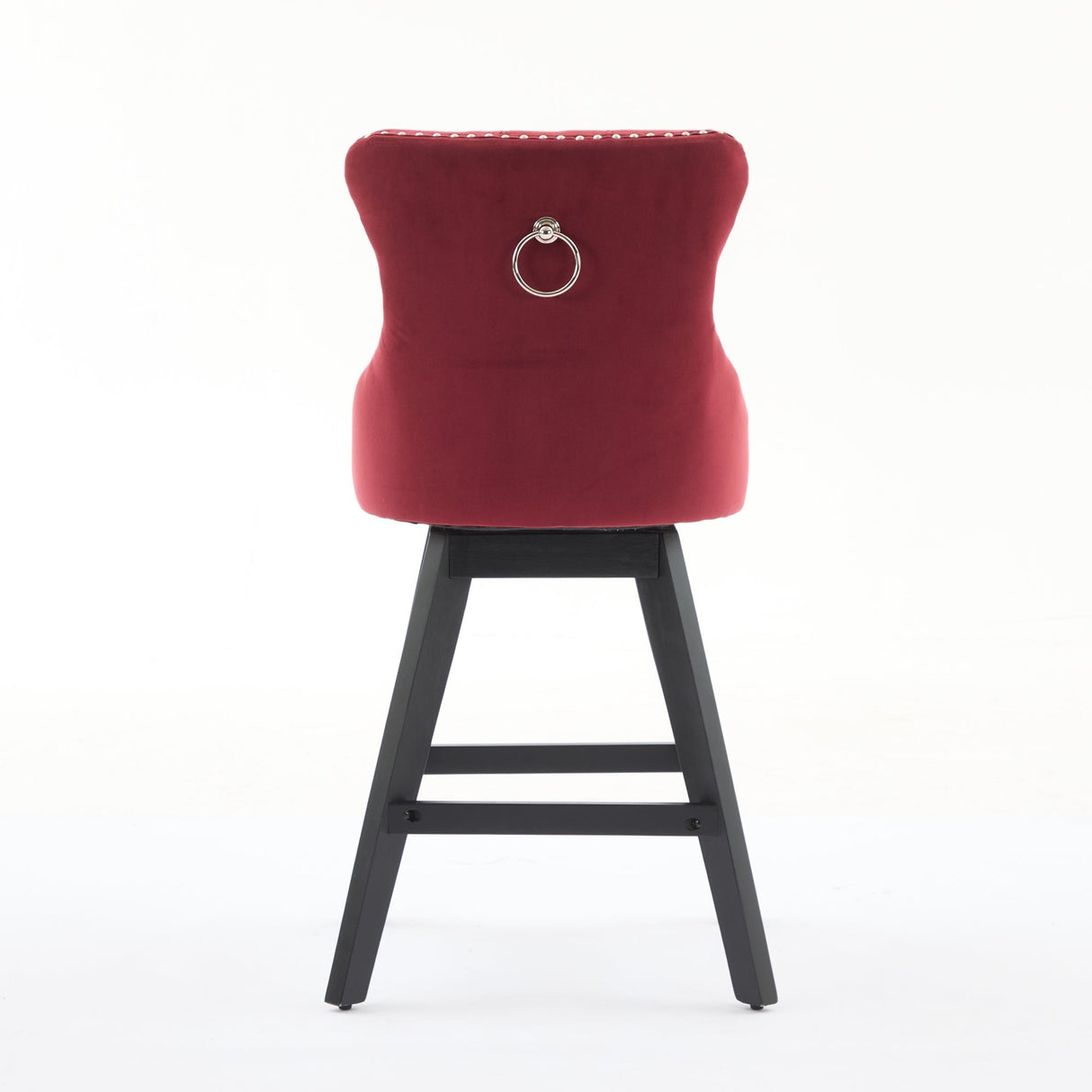 Swivel Velvet Barstools with Button Tufted DecorationSet of 2 (Wine Red)