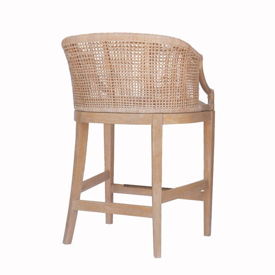 Broadenx 25" Counter Stool with Rattan Rounded Back and Recessed Arms