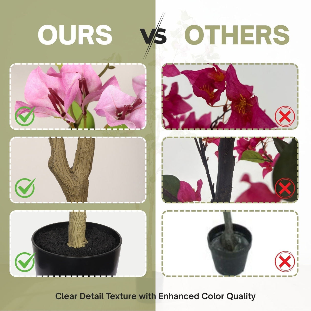 Artificial Bougainvillea Tree - Realistic Faux Plant in Pot