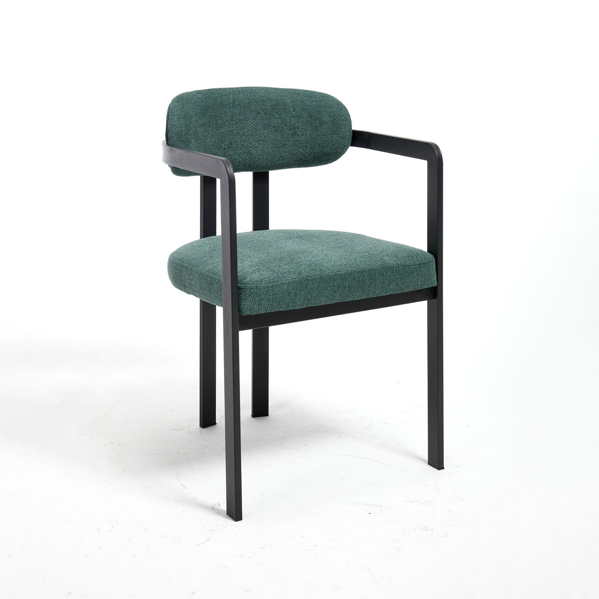 Dining Arm Chairs Set of 2 with Fabric Upholstery and Metal Legs - Green, Orange, or Beige