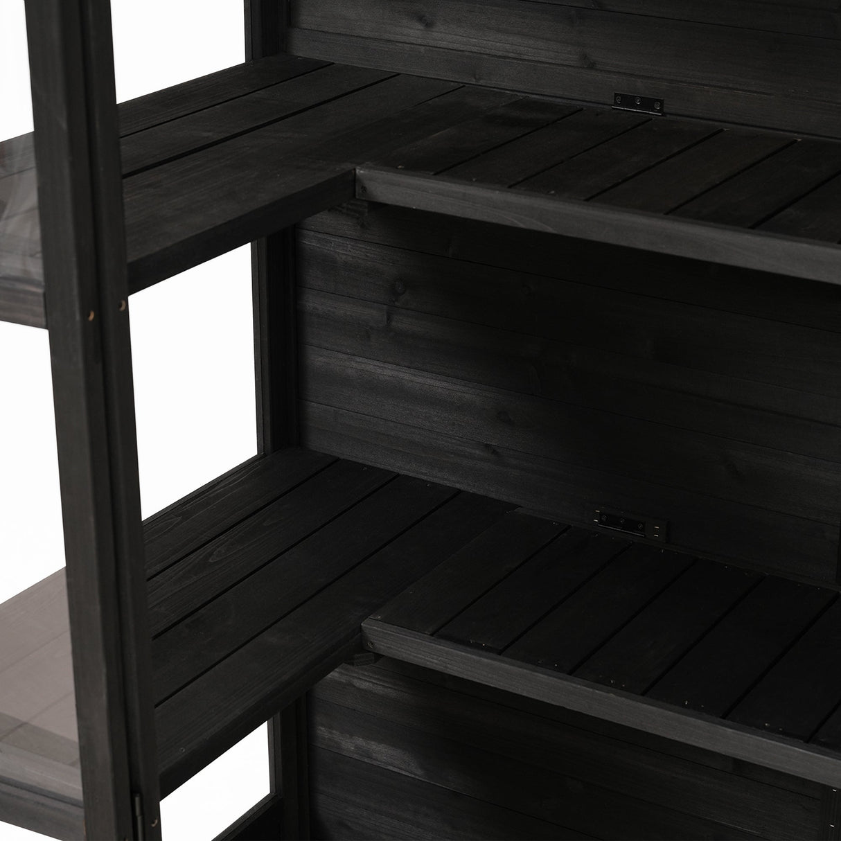 TOPMAX 78-inch Wooden Walk-in Greenhouse with Skylights and Folding Shelves