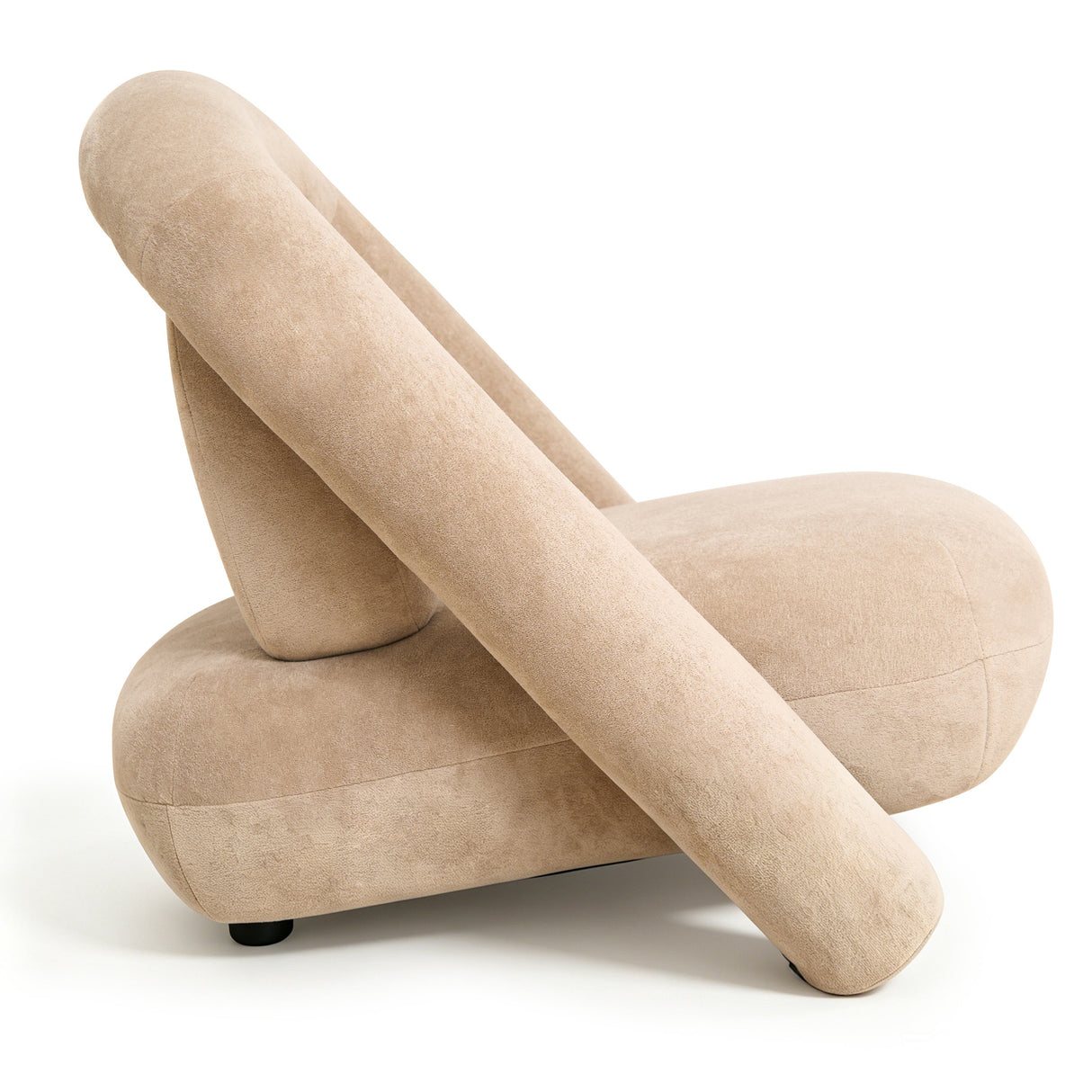Stylish Dark Beige Velvet Lounge Chair