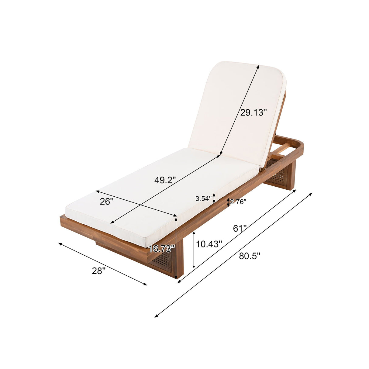 Outdoor Lounge Chair with Acacia Wood Frame and Rattan Weave