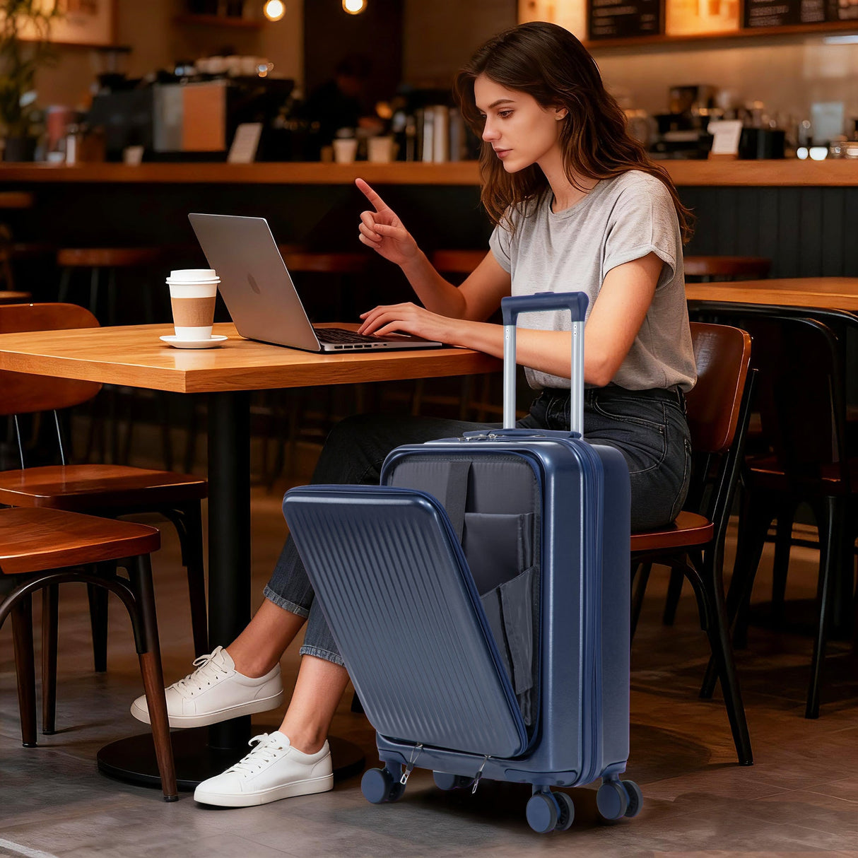 14'/20' 2-Piece ABS Spinner Wheel Luggage Set with Combination Lock