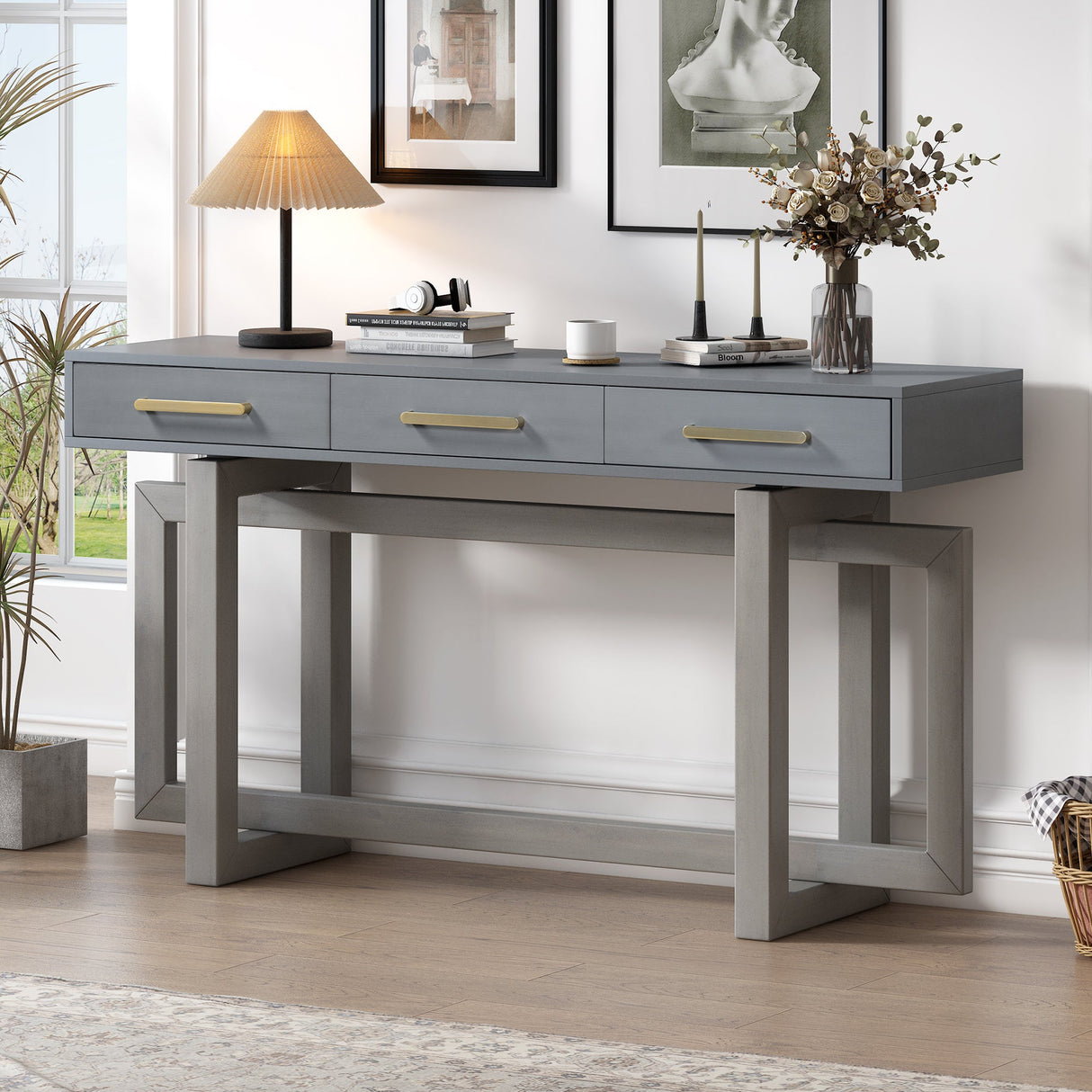 U_STYLE Elegant Console Table with Three Drawers
