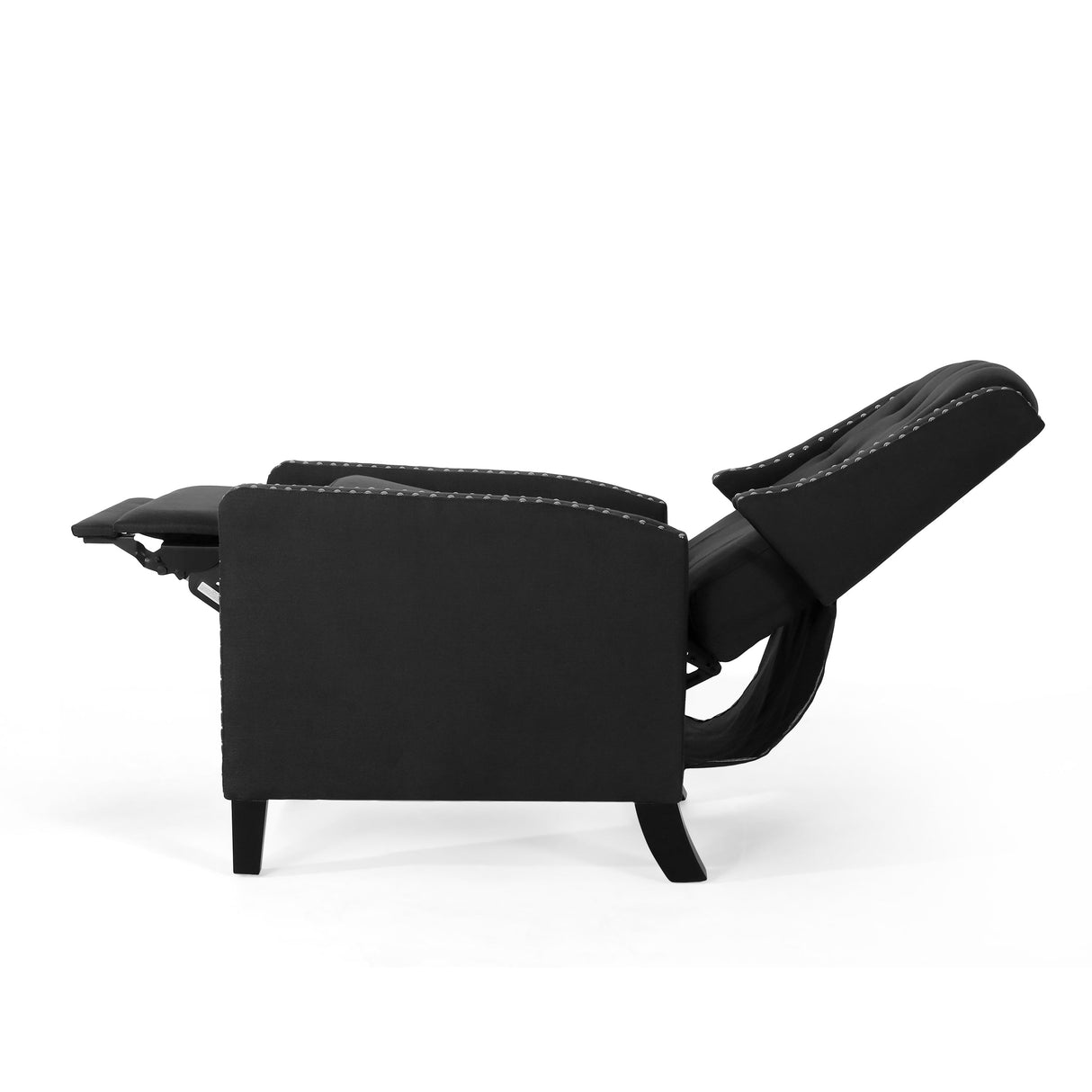 Classic Dark Grey Fabric Push Back Chair with Riveted Armrests