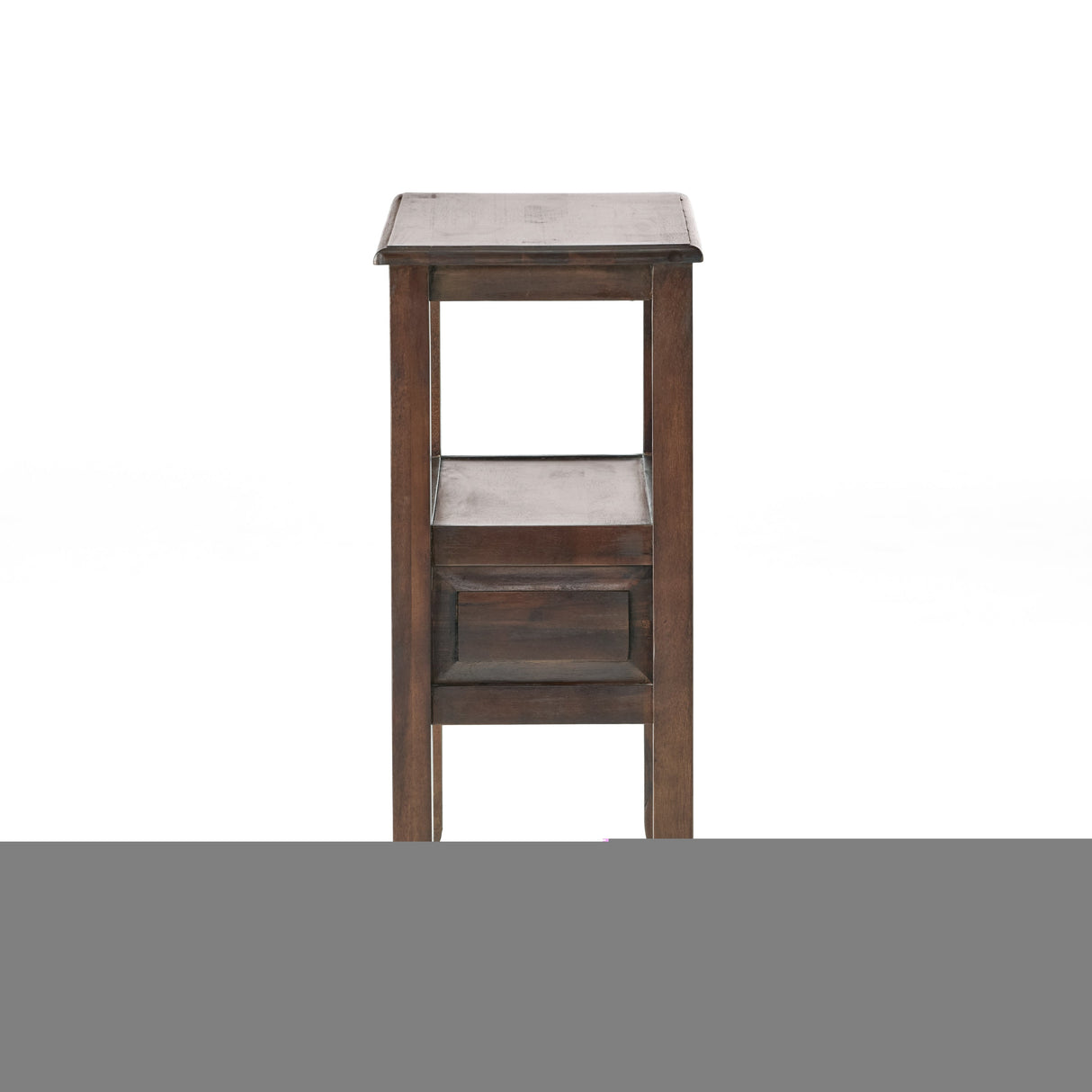 End Table in Brown Acacia Wood with Drawers
