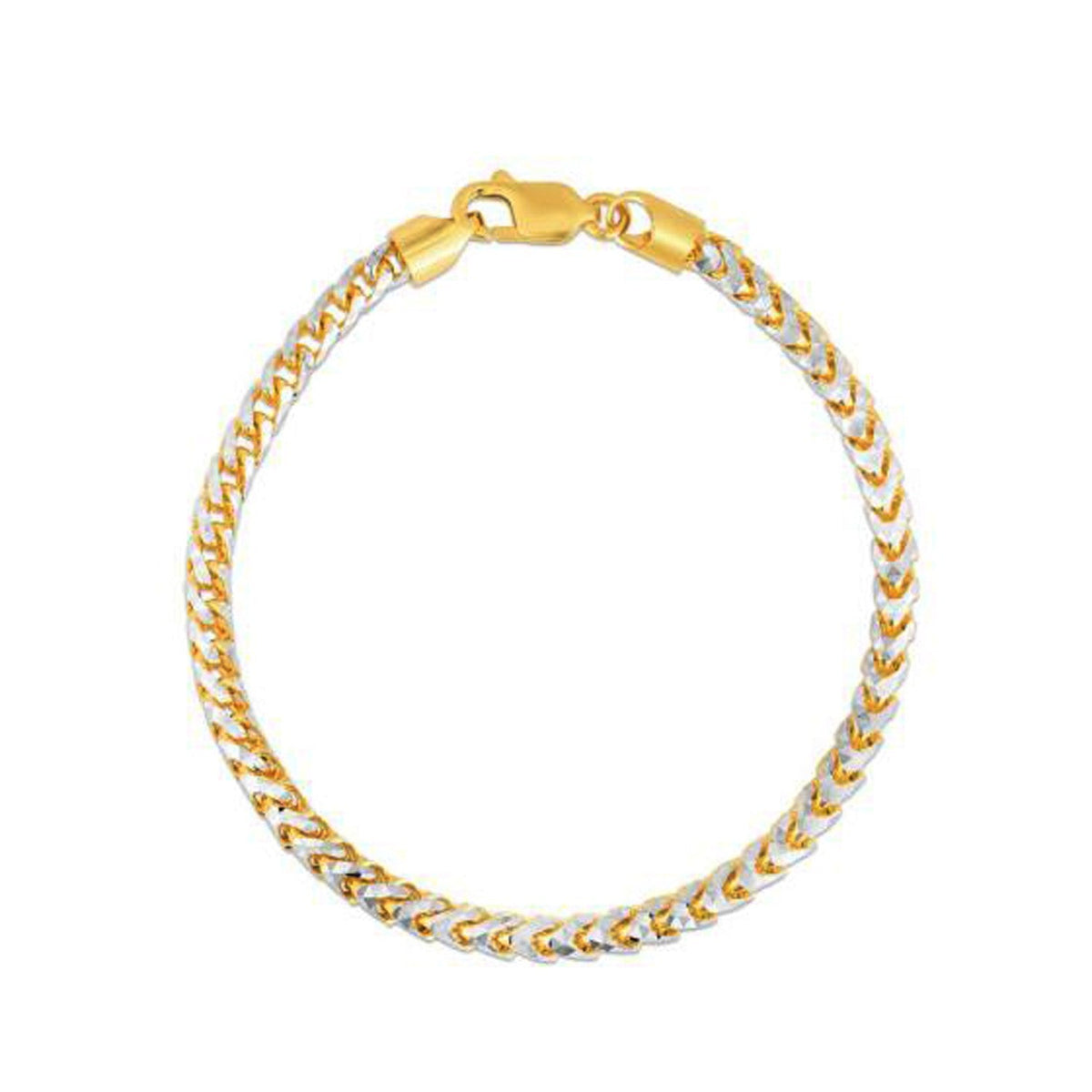 Round Pave Franco Chain Bracelet in 14k Yellow Gold (4.00 mm)