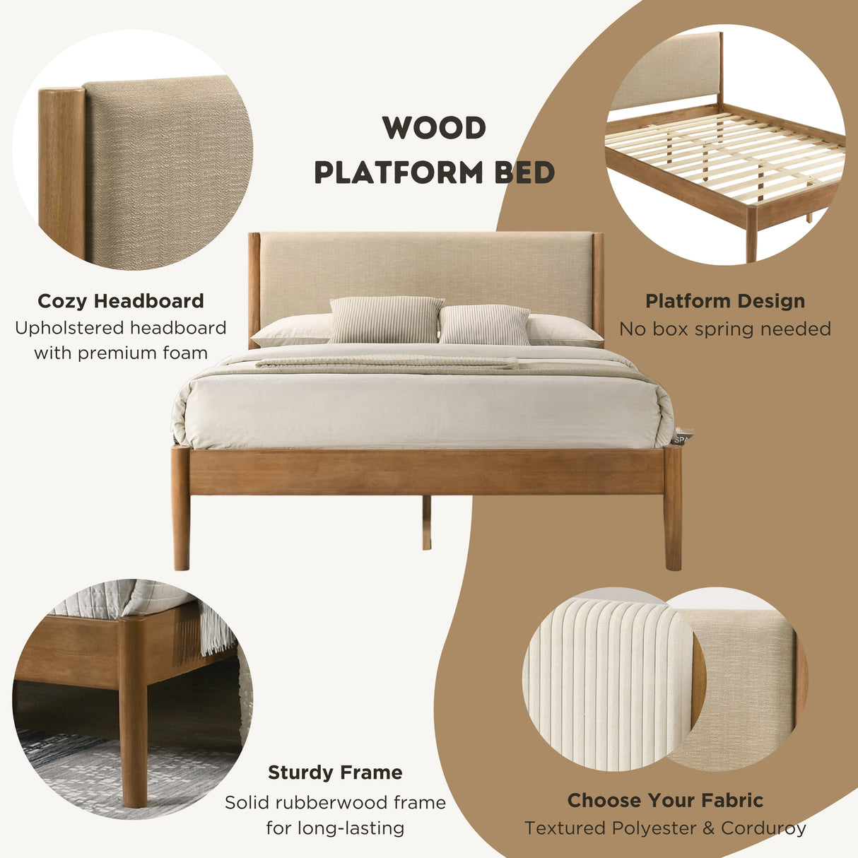 Vichy 5-Piece Rubberwood Queen Bedroom Set