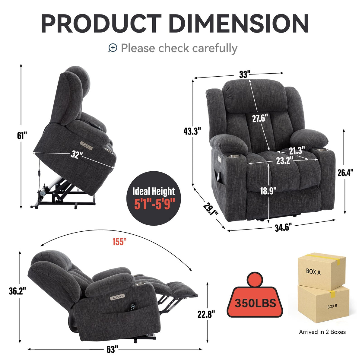 Chenille Power Lift Recliner Chair