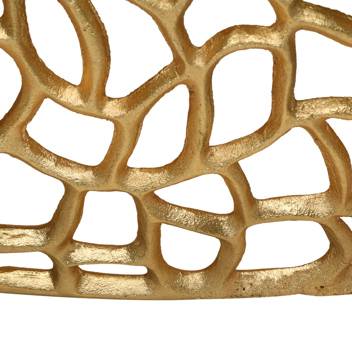 Modern Glam Mesh Coffee Table with Gold Accents and Aluminum Frame