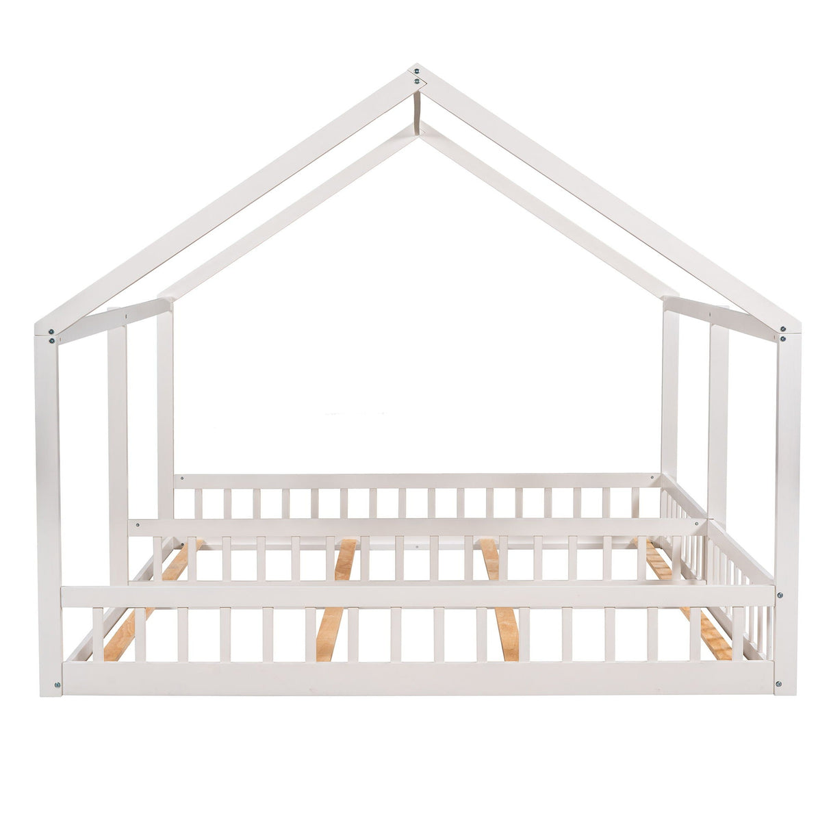 House Platform Beds, 2 Shared Beds, Metal Frame With Guardrails
