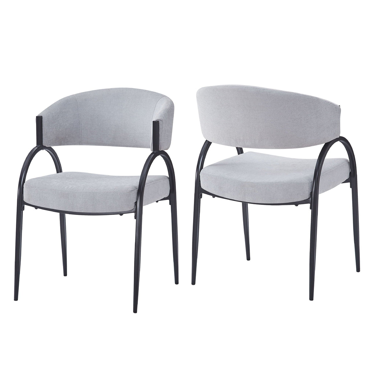 Contemporary Upholstered Dining Chairs with Metal Legs (Set of 2)