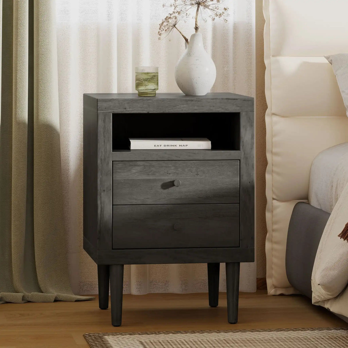 Nystrom - Mid Century Modern 2 Drawer Nightstand