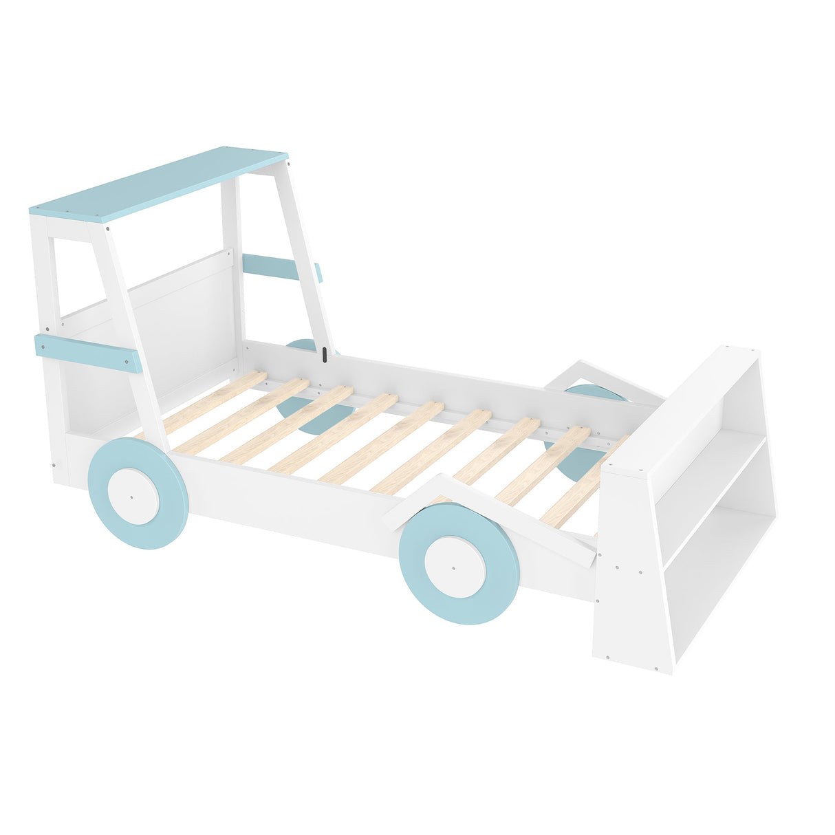 Twin Size Car Bed with Storage Shelves