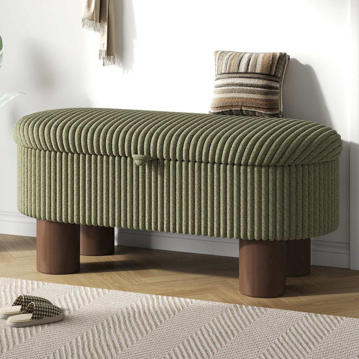 Storage Ottoman Upholstered Bench with Lift-Top Storage for Bedroom