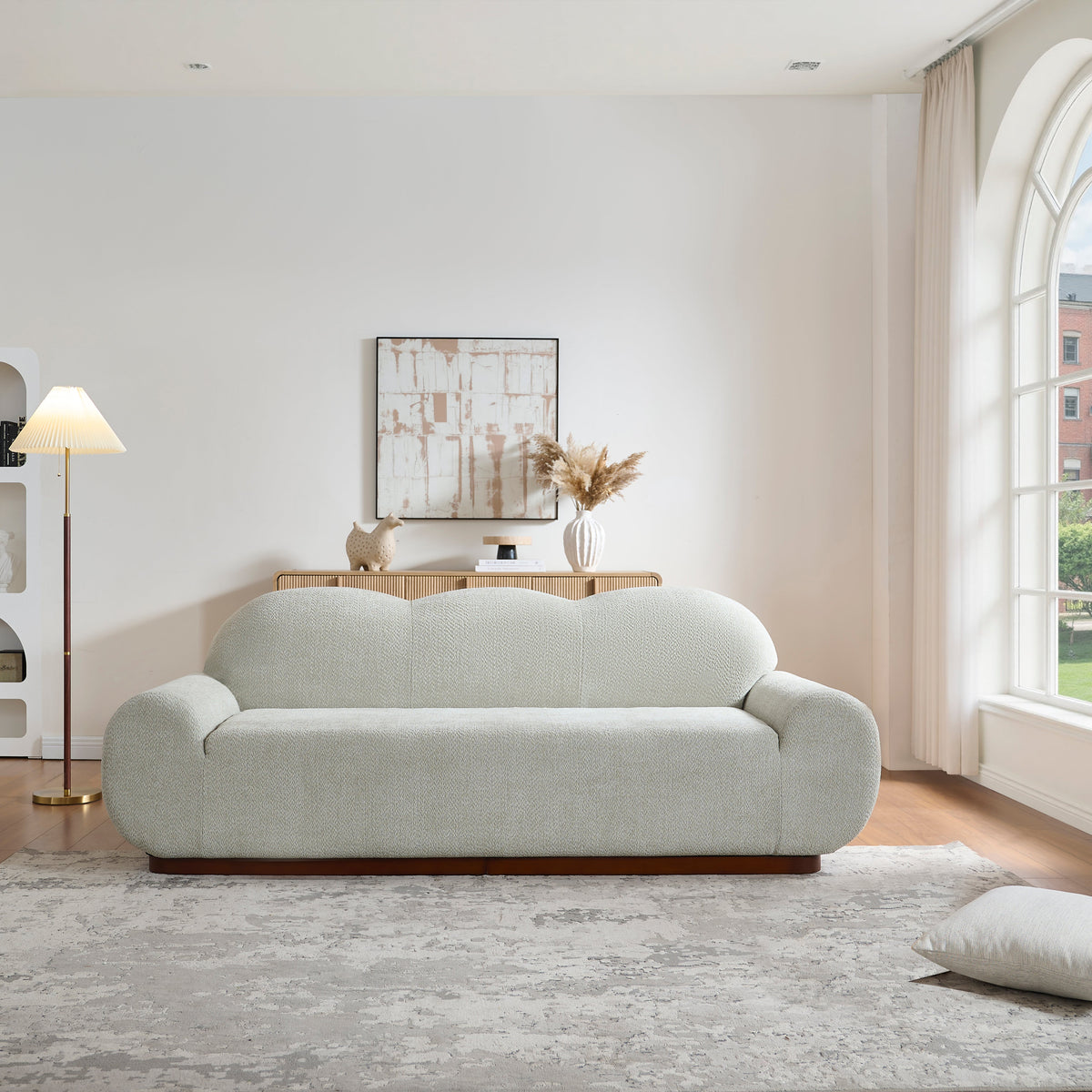 88in Round Arm Cloud Curved 3-Seater Modern Upholstered Boucle Sofa