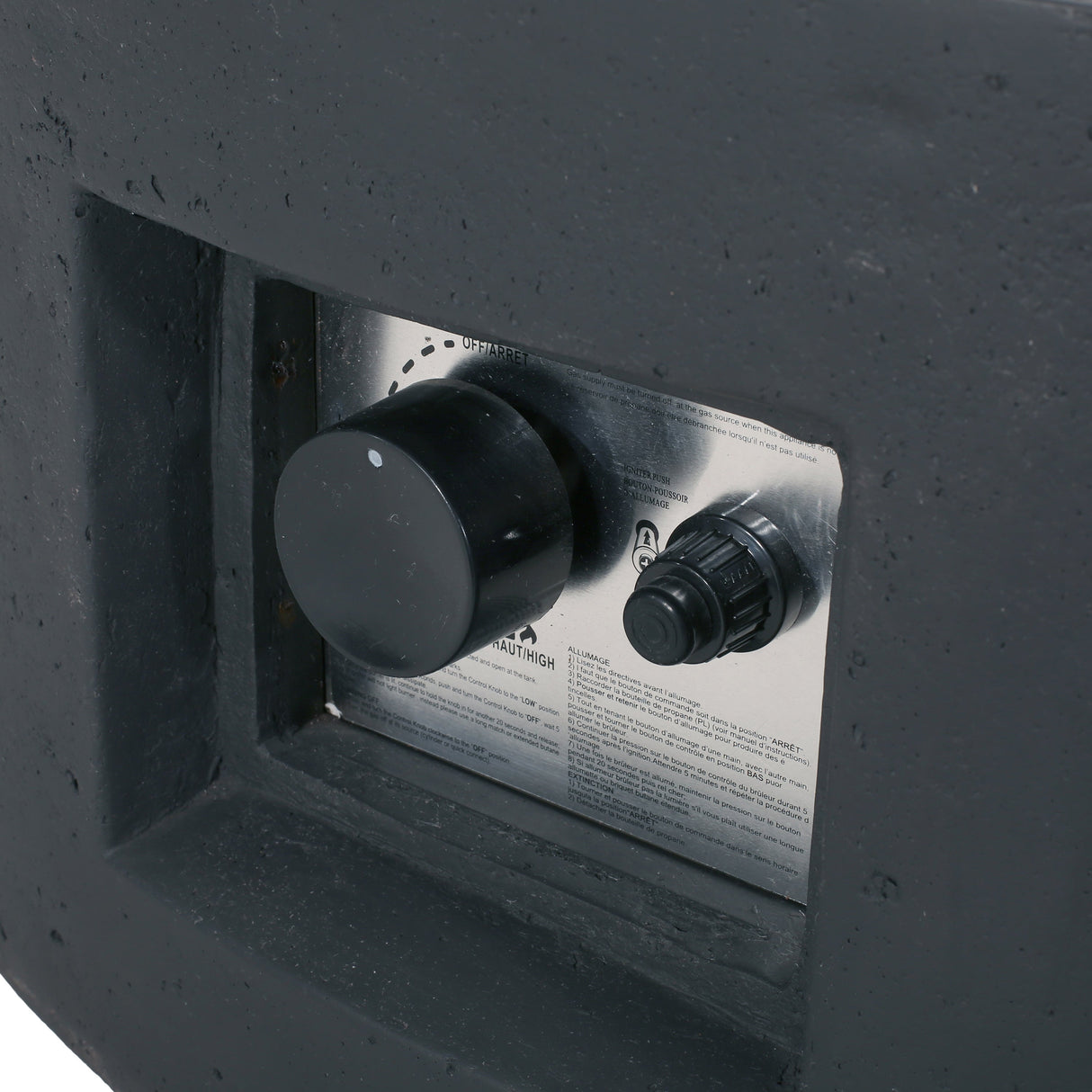 Modern Lightweight Concrete Outdoor Circular Fire Pit 50,000 BTU Dark Gray